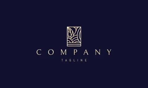 Vector logo on which an abstract image of a linear landscape with hills and Stock Illustration