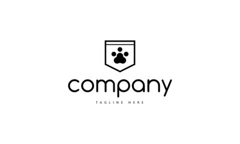 Vector logo on which an abstract image of a pocket and paws. Stock Illustration