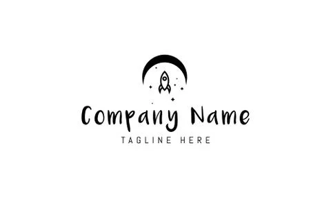 Vector logo on which an abstract image of a flying rocket in space. Stock Illustration