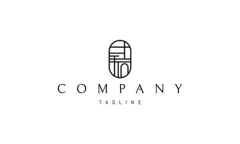 Vector logo on which an abstract image of architecture in the form of an oval. Stock Illustration