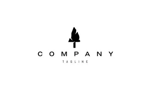 Vector logo on which an abstract image of an ancient stone arrowhead. Stock Illustration