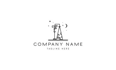 Vector logo on which an abstract image of a street lamp, a ray of light made in Stock Illustration