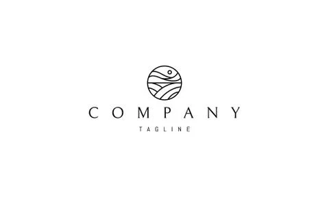 Vector logo on which an abstract image of a man floating on the waves. Stock Illustration