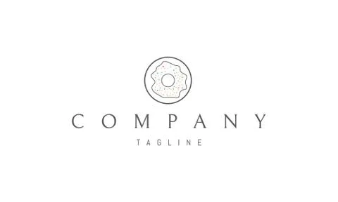 Vector logo on which an abstract image of a donut with cream and powder. Stock Illustration