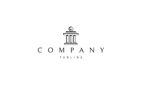 Vector logo on which an abstract image of a building with columns in a linear Ilustración de archivo