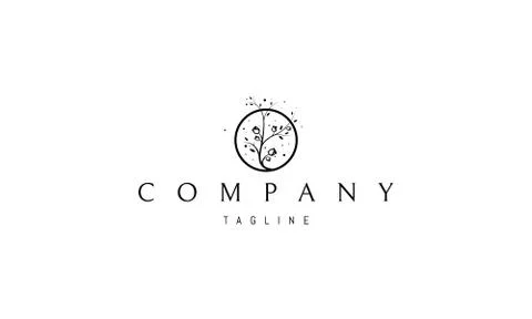 Vector logo on which an abstract image of a rose bush in a circle. Stock Illustration