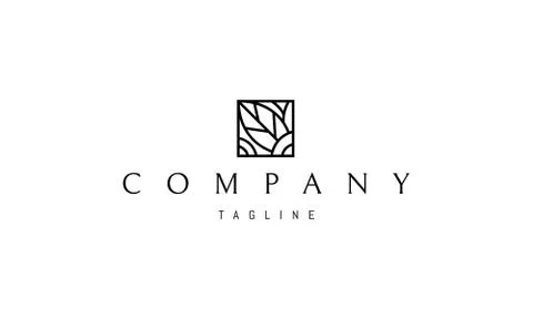 Vector logo on which an abstract image of a leaf in a square. Stock Illustration