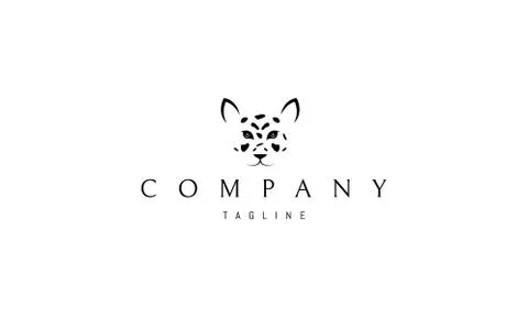Vector logo on which an abstract image of a leopard face with spots. Stock Illustration