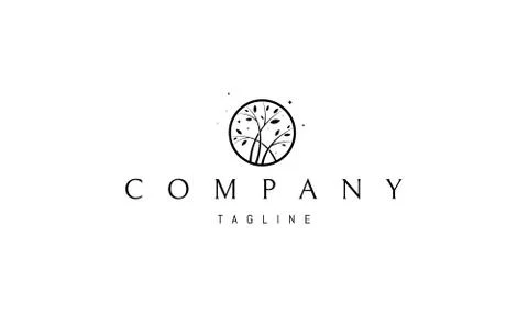 Vector logo on which an abstract image of several branches with leaves in a Stock Illustration