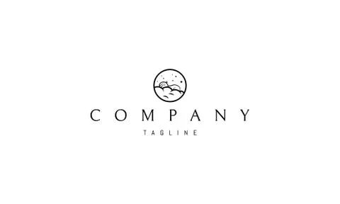 Vector logo on which an abstract image of a child sleeping on a cloud against a Stock Illustration