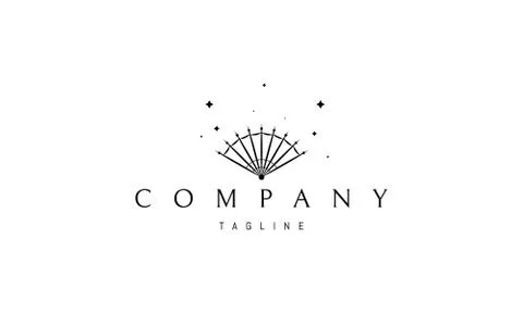 Vector logo on which an abstract image of a fan on a background of stars. Stock Illustration