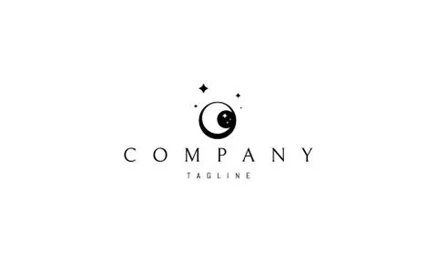 Vector logo on which an abstract image of the moon with stars. Stock Illustration
