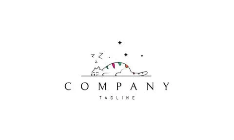 Vector logo on which an abstract image of a funny sleeping cat. Stock Illustration