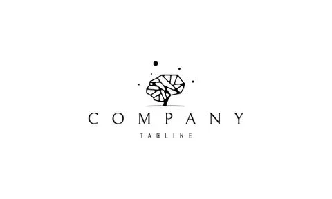 Vector logo on which an abstract image of the brain in the form of a tree. Stock Illustration