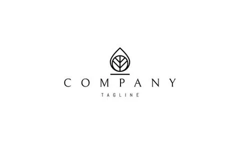 Vector logo on which an abstract image of a drop with a leaf in the center. Stock Illustration