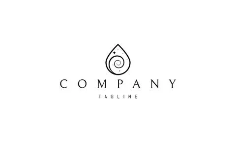 Vector logo on which an abstract image of a drop with a spiral. Stock Illustration