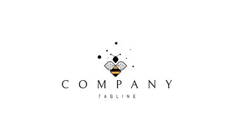 Vector logo on which an abstract image of a bee on a background of pollen. Stock Illustration