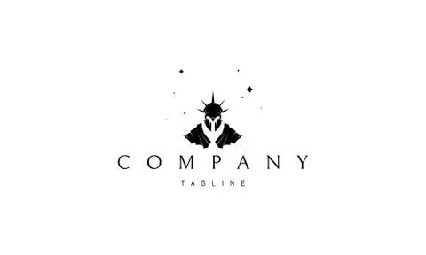 Vector logo on which an abstract image of a dark mystical knight in a helmet Stock Illustration