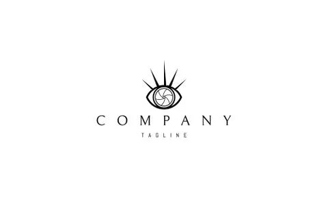 Vector logo on which an abstract image of a camera lens in the form of an eye. Illustration