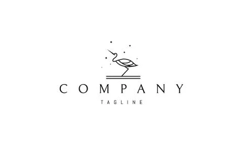 Vector logo on which an abstract image of a heron in a linear style. Stock Illustration