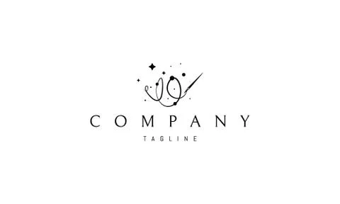 Vector logo on which an abstract image of a magic thread with a needle. Stock Illustration