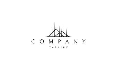 Vector logo on which an abstract image of mountains with vertical rays. Stock Illustration
