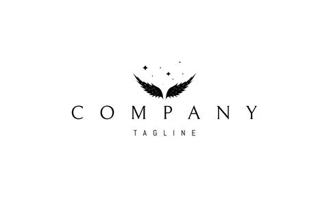 Vector logo on which an abstract image of angel wings on a background of stars. Stock Illustration
