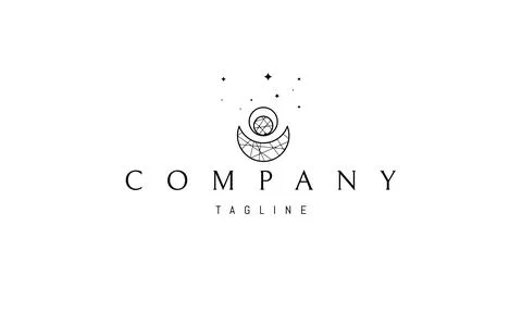 Vector logo on which an abstract image of two moons in a linear style. Stock Illustration