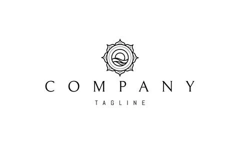 Vector logo in which an abstract image of an oriental pattern with a sunset on a Stock Illustration