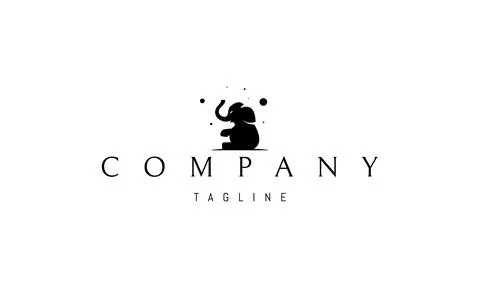 Vector logo on which an abstract image of a funny baby elephant. Stock Illustration