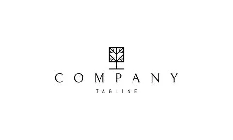 Vector logo on which an abstract image of a minimalistic square tree. Stock Illustration