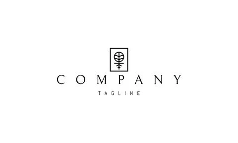 Vector logo on which an abstract image of a tree with a round crown and a root. Stock Illustration