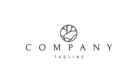 Vector logo on which an abstract image of a hilly landscape with a tree in a Stock Illustration