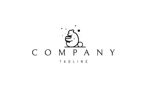 Vector logo on which an abstract image of a bear cub with a barrel of honey. Stock Illustration
