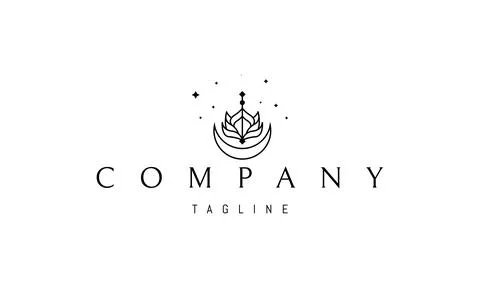 Vector logo in which an abstract image of the moon with a flower above it on a Stock Illustration