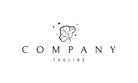 Vector logo on which an abstract image of the silhouette of a female head with a Stock Illustration