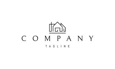 Vector logo on which an abstract image of a building in a linear style. Ilustración de archivo