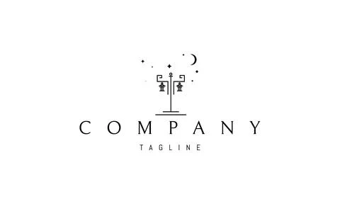 Vector logo on which an abstract image of an old lamppost against a background Stock Illustration