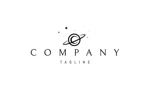 Vector logo on which an abstract image of the moon with an orbit on a background Stock Illustration