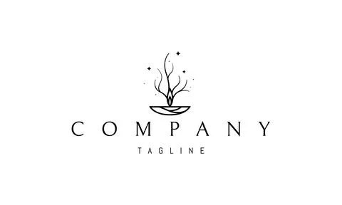 Vector logo on which an abstract image of a candle flame, smoke from which Stock Illustration