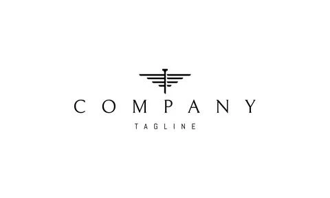 Vector logo on which the abstract image of the wings of a bird. Illustrazione stock