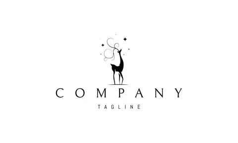 Vector logo in which an abstract image of a graceful deer with antlers in the Stock Illustration