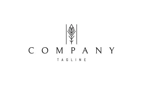 Vector logo on which an abstract image of a birds feather in a linear style. Stock Illustration