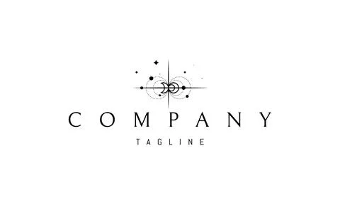 Vector logo on which an abstract image of space with elements of geometry. 스톡 일러스트