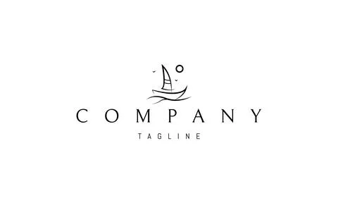 Vector logo on which the abstract image of a yacht on a background of the sunny Stock Illustration