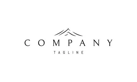 Vector logo on which an abstract image of a mountain made up of short lines. Stock Illustration