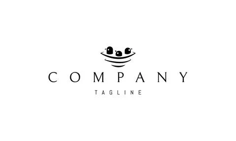 Vector logo on which an abstract image of a nest with three chickens. Stock Illustration