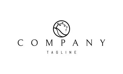 Vector logo on which an abstract image of a valley with a leaning tree. Stock Illustration