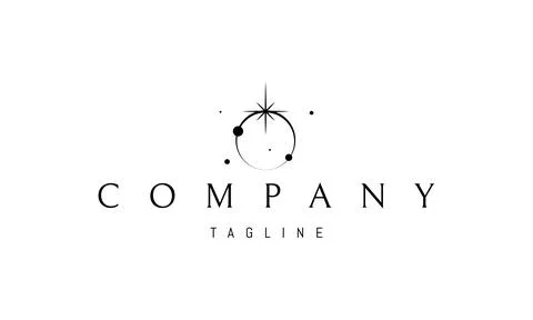 Vector logo on which an abstract image of a solar eclipse with a shining star on Stock Illustration