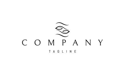 Vector logo on which an abstract image of two leaves in the form of a wave. Stock Illustration